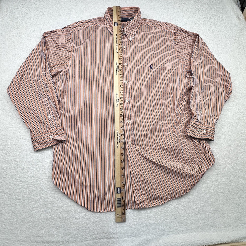 Ralph Lauren Shirt Mens 2XL Orange Striped Button Down Long Sleeve Classic Fit‎ - Picture 3 of 6